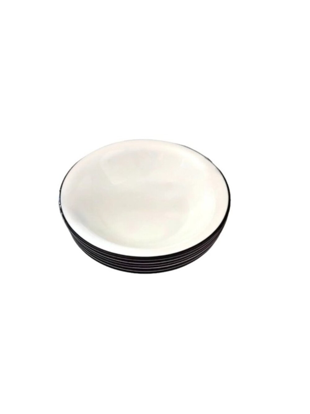6 Corelle Vive Cereal Soup Bowls Nouveau White, Black 6.25" diameter